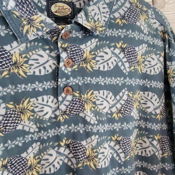 Tommy Bahama Pineapple Polo Hawaiian Cotton Mens SZ L - Picture 3 of 4